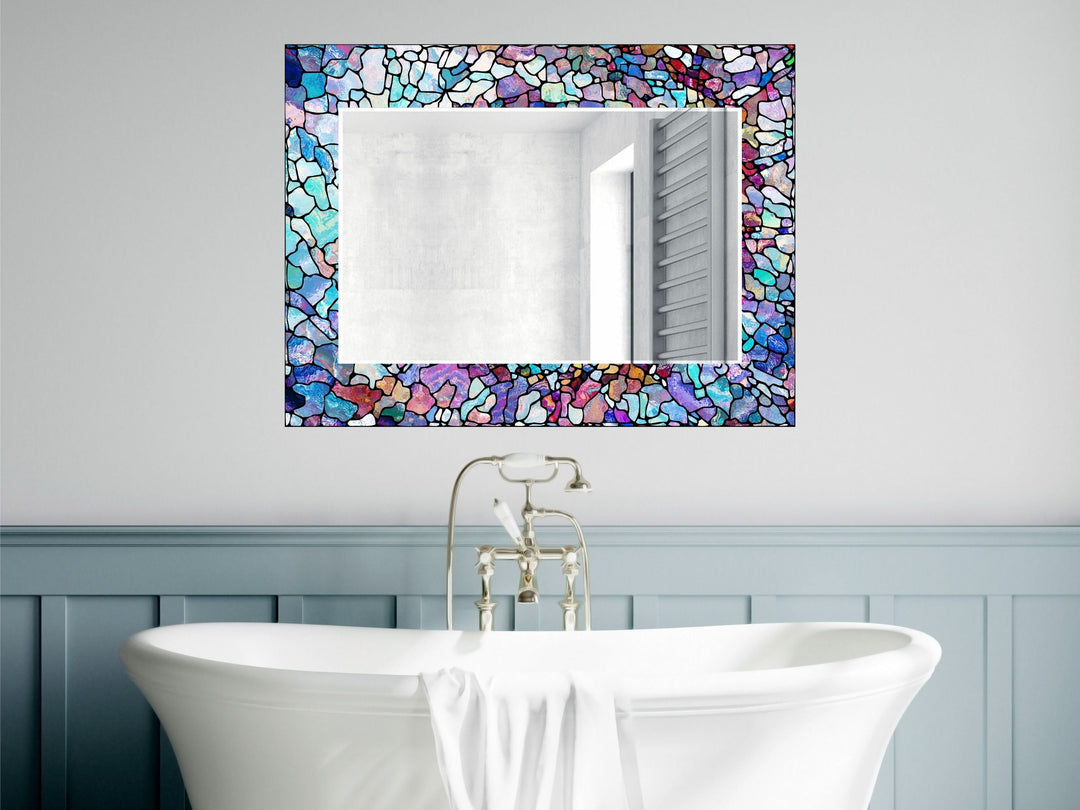 Abstract Stained Glass Pattern Wall Mirror-Home Office Wall Decoration