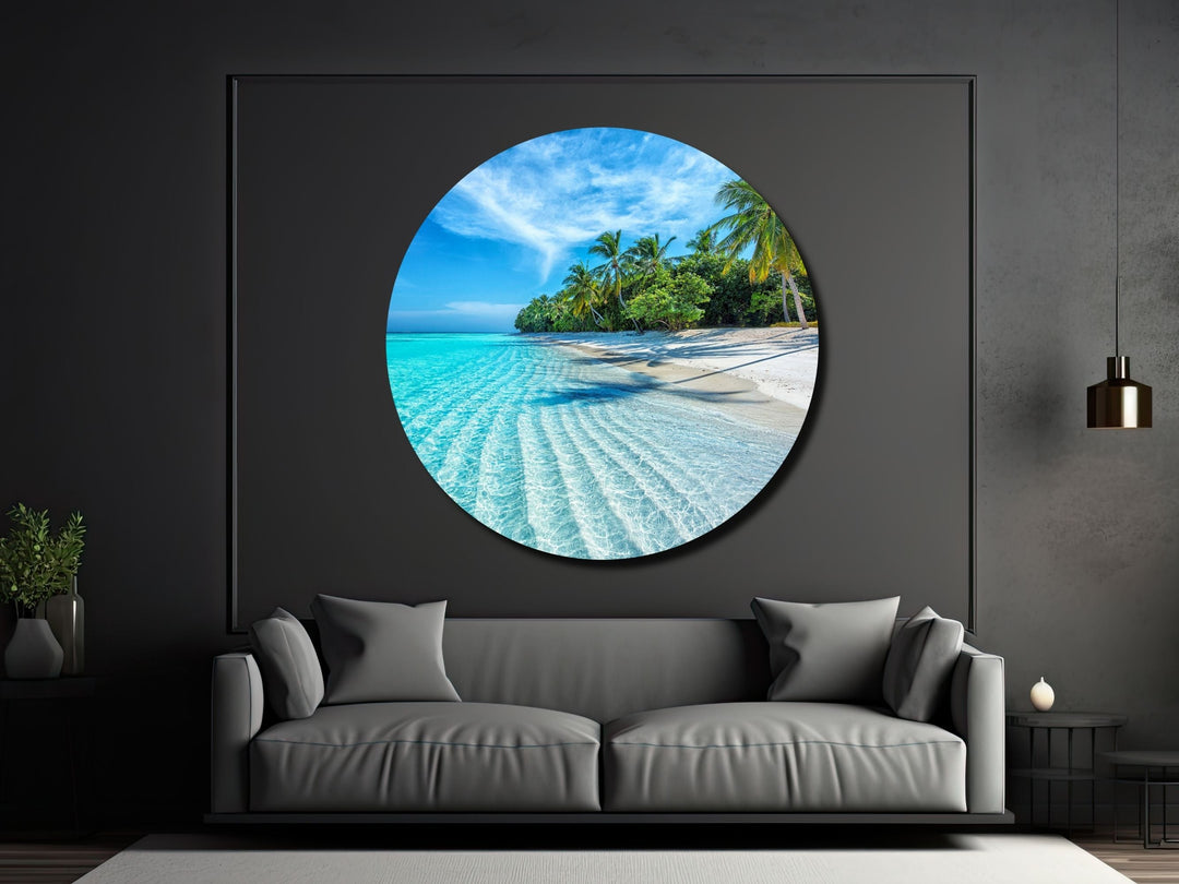 Blue Tropical Ocean Beach Wall Art Decor-Home&Office Glass Printing Wall Painting