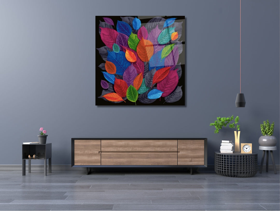 Abstract Floral Glass Printing Wall Art-Home Office Wall Painting Decor