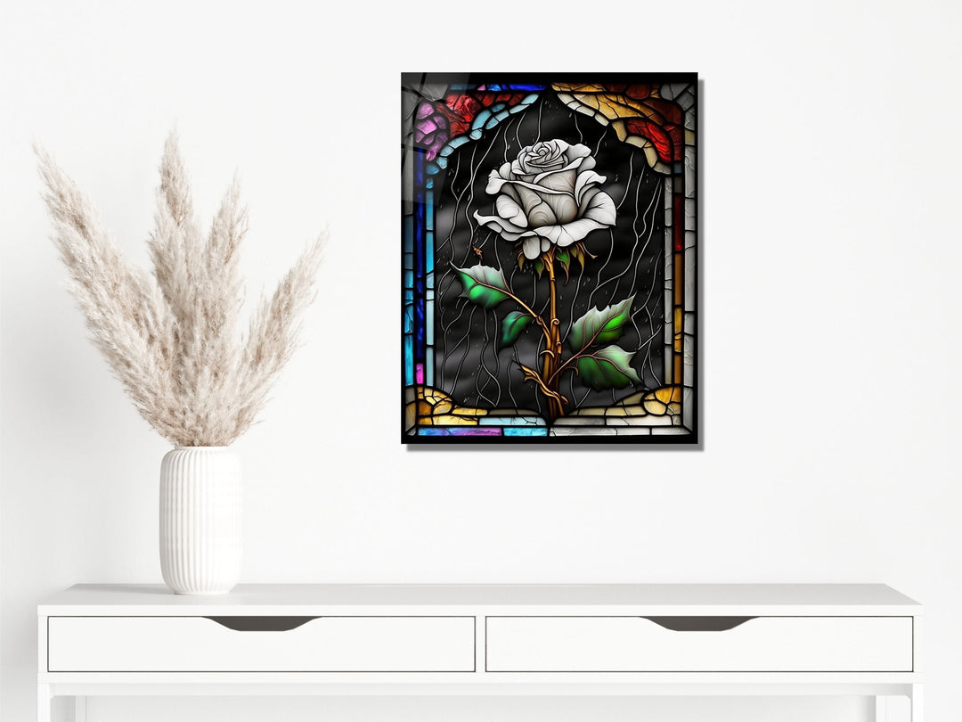 Stained Glass Rose Pattern Wall Art Window-Wall Painting Decor