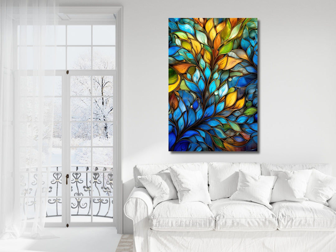 Stained Glass Floral Pattern Wall Art-Home Office Wall Painting Decor