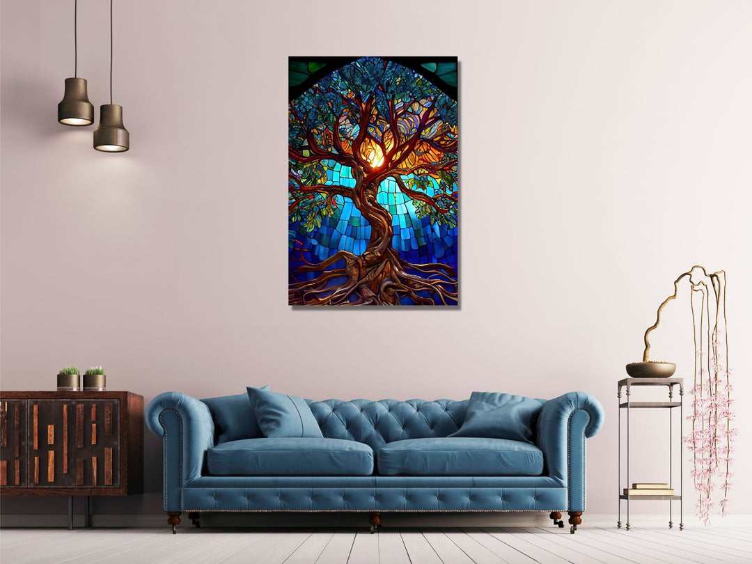 Stained Glass Wall Art Tree of Life Window-Wall Painting Decor