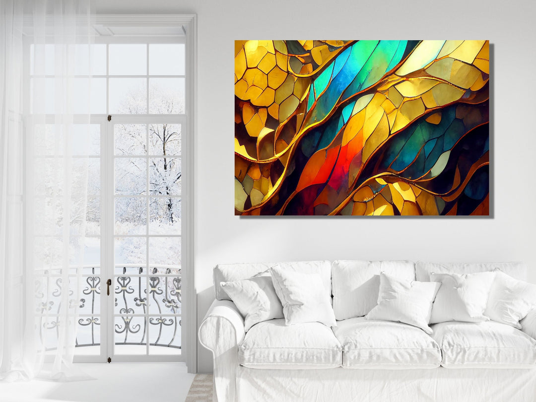 Abstract Stained Glass Pattern Wall Art-Home Office Wall Painting Decor Panel