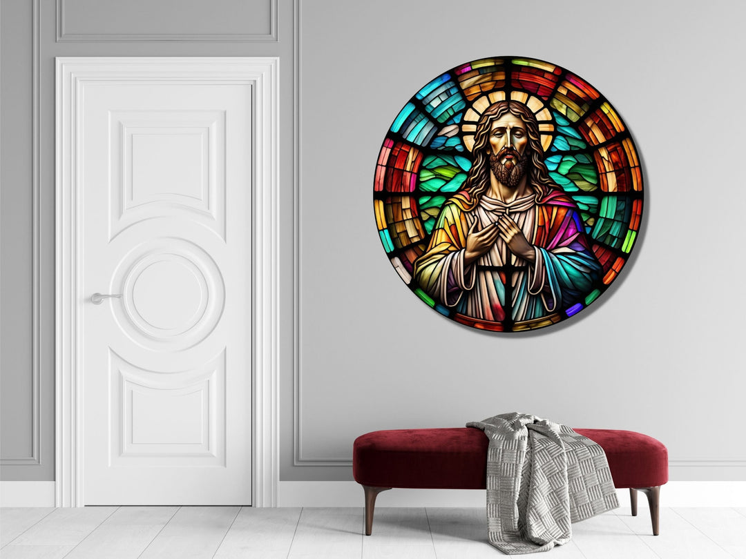 Stained Glass Jesus Christ Pattern Wall Art Window-Wall Painting Decor