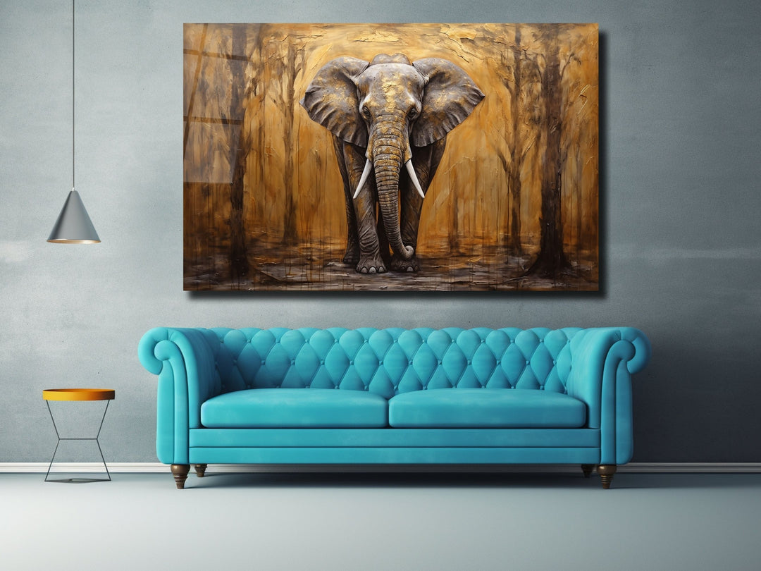 Elephant Glass Printing Wall Art - Glass Wall Decor