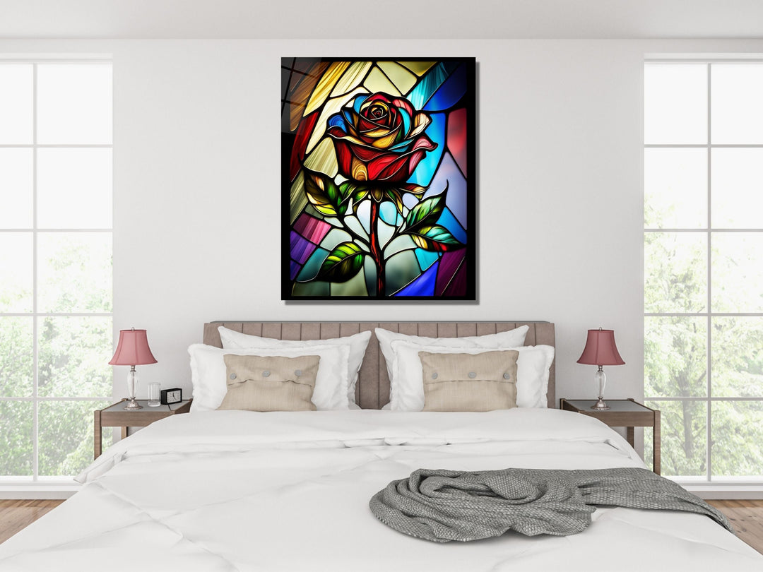 Stained Glass Rose Pattern Wall Art Window-Wall Painting Decor