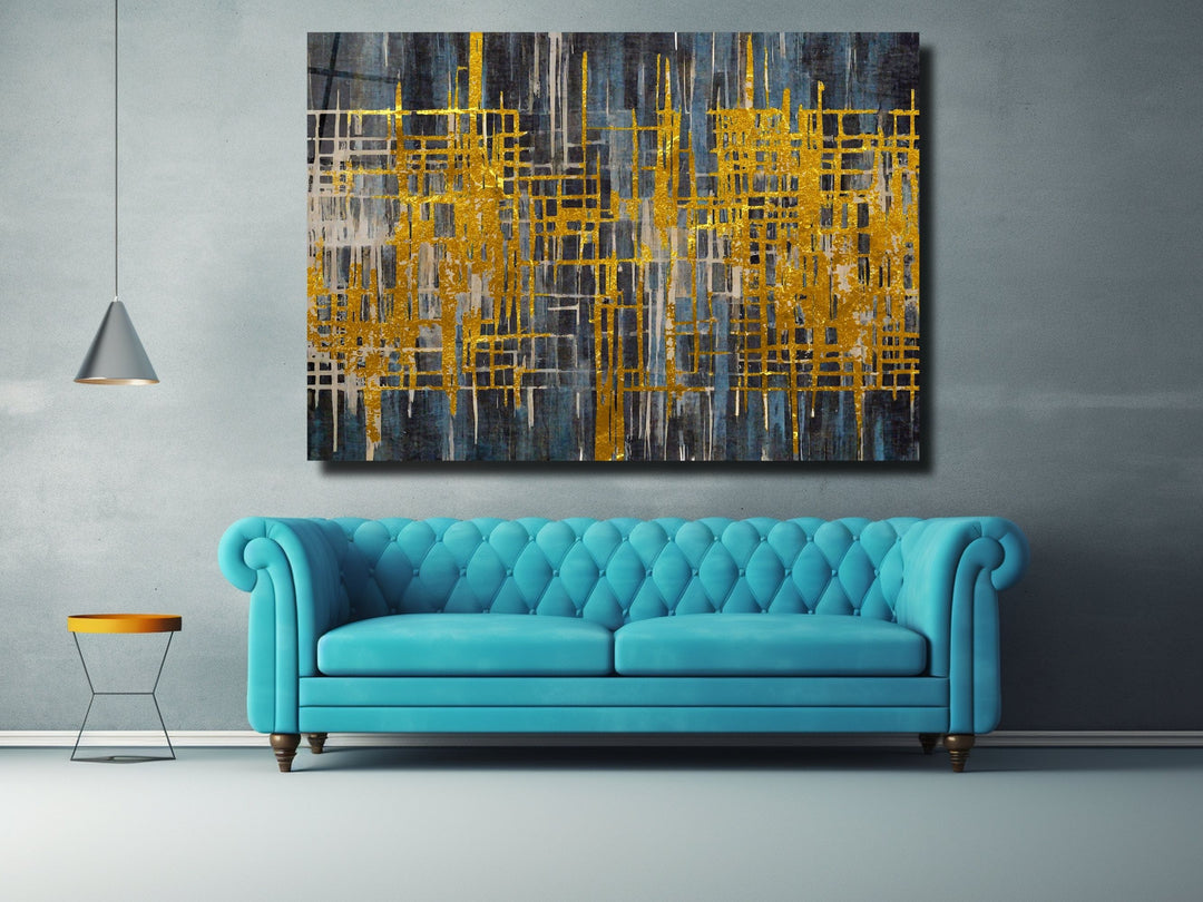 Abstract Gold Glass Printing Wall Art - Glass Wall Decor