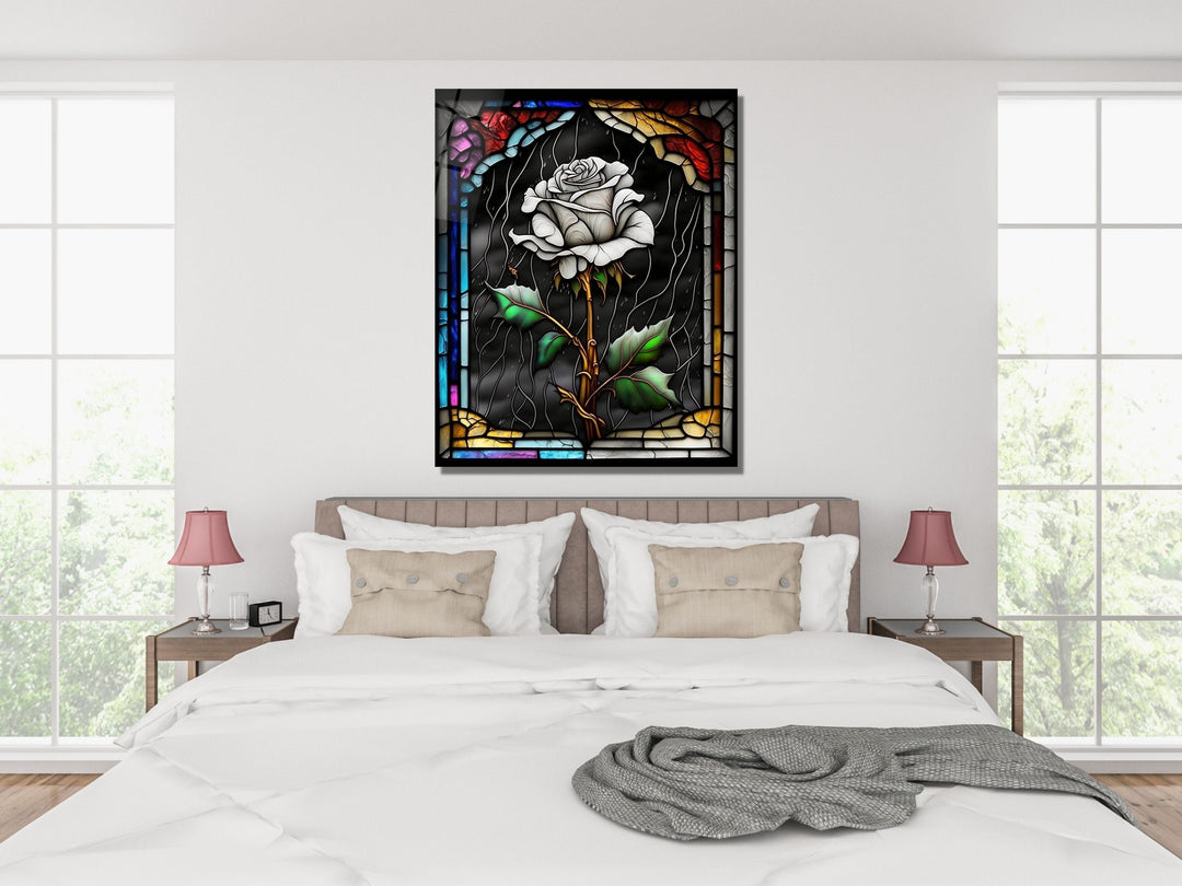 Stained Glass Rose Pattern Wall Art Window-Wall Painting Decor