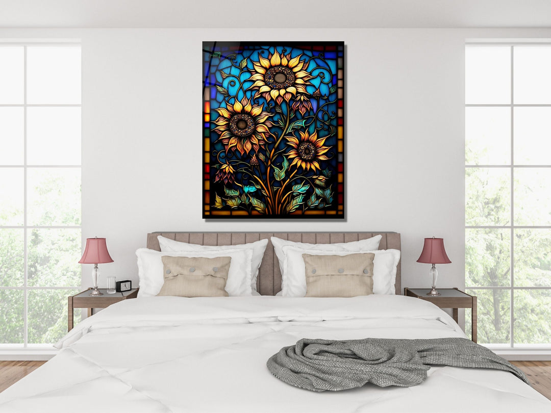 Stained Glass Sunflower Pattern Wall Art Window-Wall Painting Decor