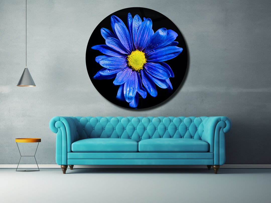 Blue Carnation Wall Art Decor-Home&Office Glass Printing Wall Painting