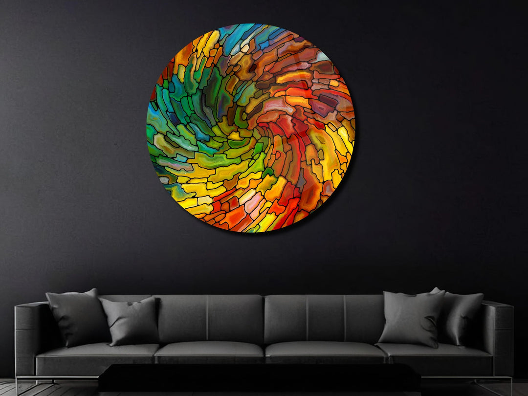 Abstract Colorful Stained Glass Pattern Wall Art Decor-Home&Office Glass Printing Wall Painting