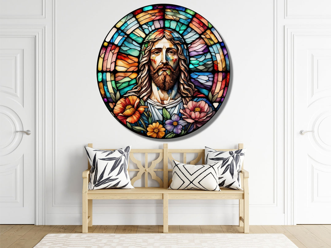 Stained Glass Jesus Christ Pattern Wall Art Window-Wall Painting Decor