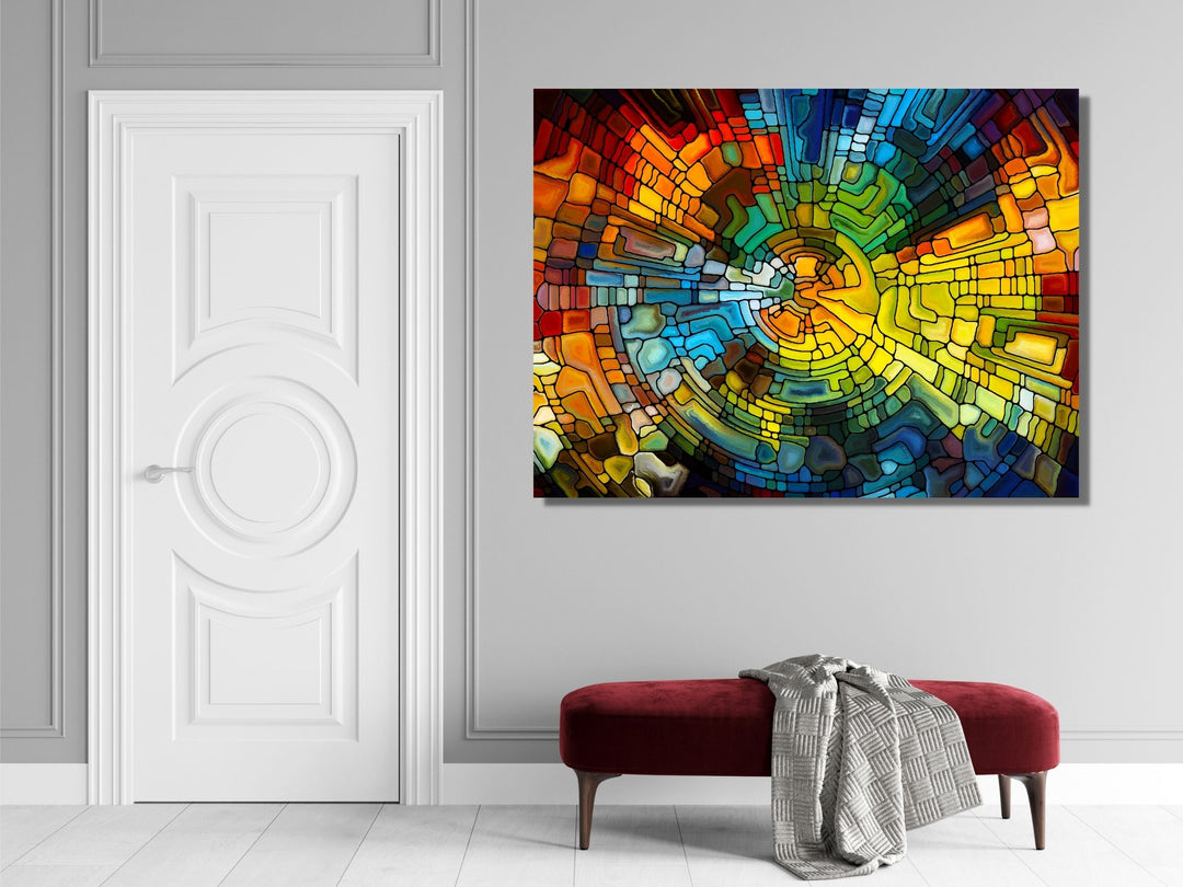 Abstract Stained Glass Pattern Wall Art-Home Office Wall Painting Decor Panel