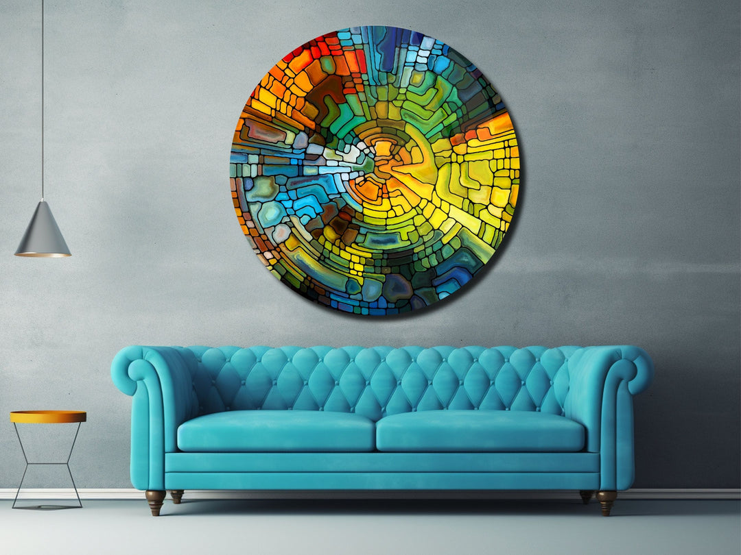 Abstract Colorful Stained Glass Pattern Wall Art Decor-Home&Office Glass Printing Wall Painting