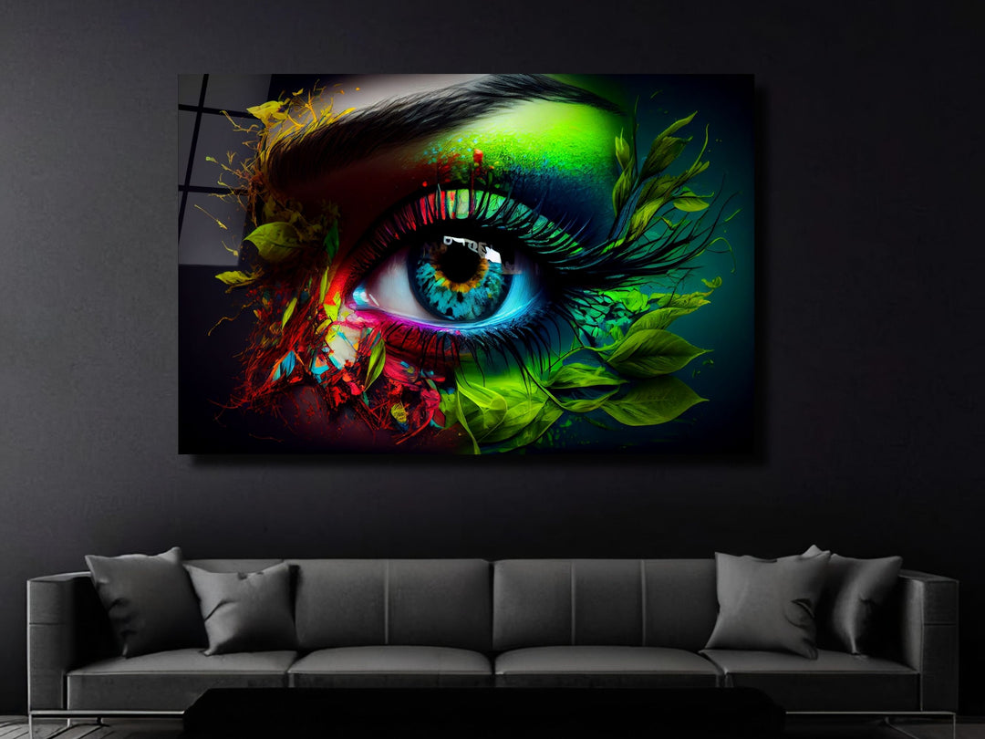 Colorful Eyes Glass Printing Wall Art - Modern Glass Wall Decor