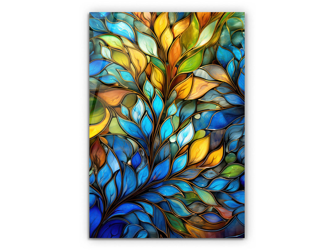 Stained Glass Floral Pattern Wall Art-Home Office Wall Painting Decor