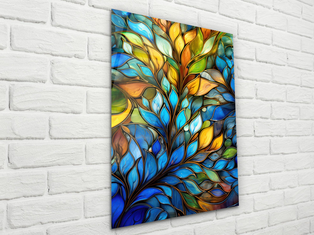 Stained Glass Floral Pattern Wall Art-Home Office Wall Painting Decor