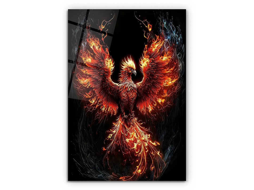 Phoenix Tempered Glass Wall Art Decor-Home&Office Glass Printing Wall Painting