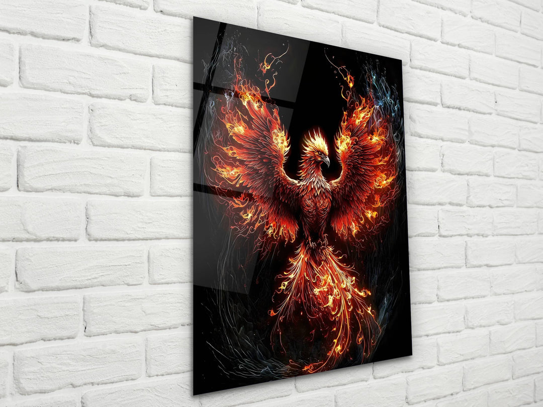 Phoenix Tempered Glass Wall Art Decor-Home&Office Glass Printing Wall Painting