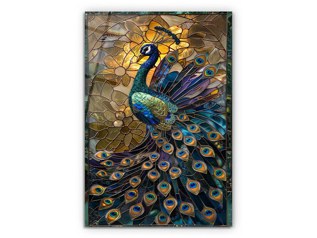 Stained Glass Peacock Pattern Wall Art Decor-Home&Office Glass Printing Wall Painting