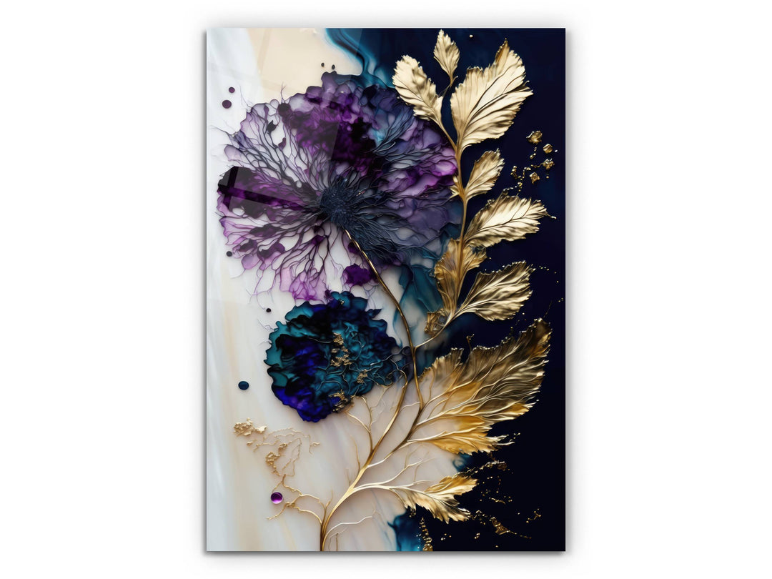 Abstract Floral Marble Design Glass Wall Art-Home&Office Glass Printing Wall Decor