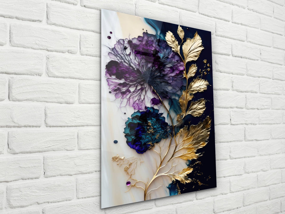 Abstract Floral Marble Design Glass Wall Art-Home&Office Glass Printing Wall Decor