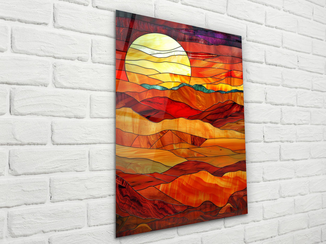 Stained Glass Sunset Pattern Wall Art Decor-Home&Office Glass Printing Wall Painting