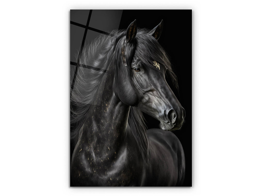 Horse Glass Printing Wall Art - Black Glass Wall Decor