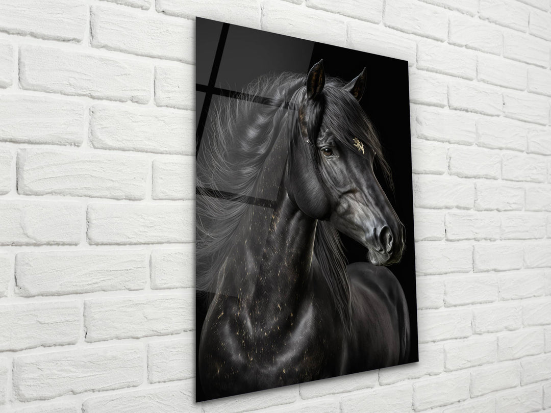 Horse Glass Printing Wall Art - Black Glass Wall Decor