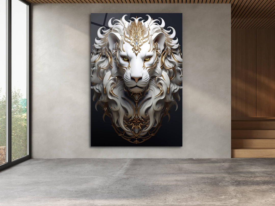 Lion Glass Printing Wall Art - Glass Wall Decor