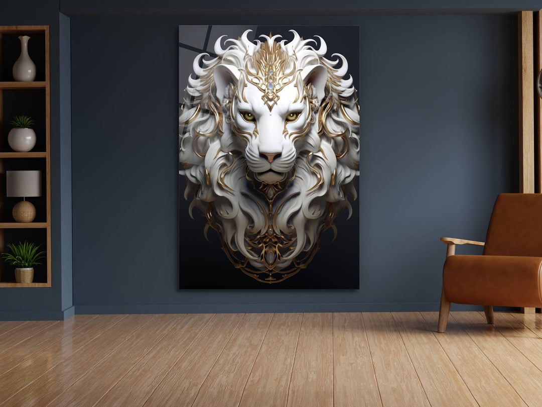 Lion Glass Printing Wall Art - Glass Wall Decor