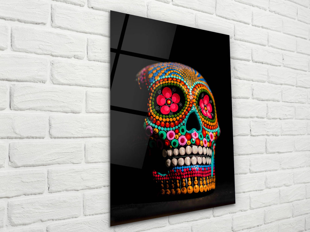 Mexican Sugar Skull Glass Wall Art Decor-Home&Office Glass Printing Wall Painting