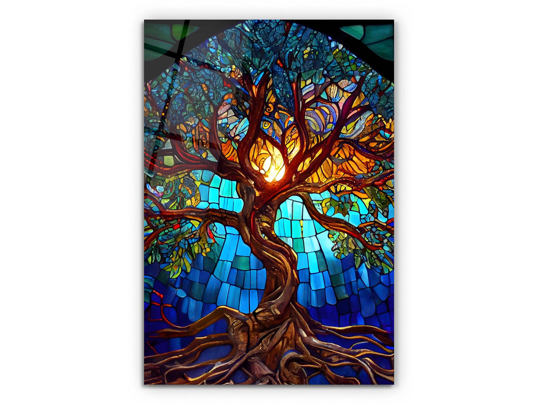 Stained Glass Wall Art Tree of Life Window-Wall Painting Decor