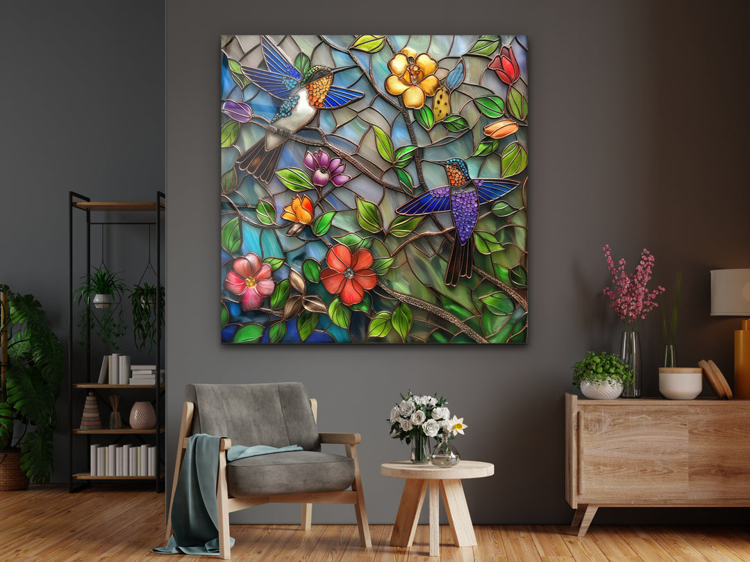 Floral Stained Glass Pattern Wall Art Panel - Home&Office Wall Decor