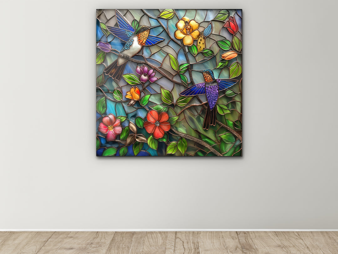 Floral Stained Glass Pattern Wall Art Panel - Home&Office Wall Decor