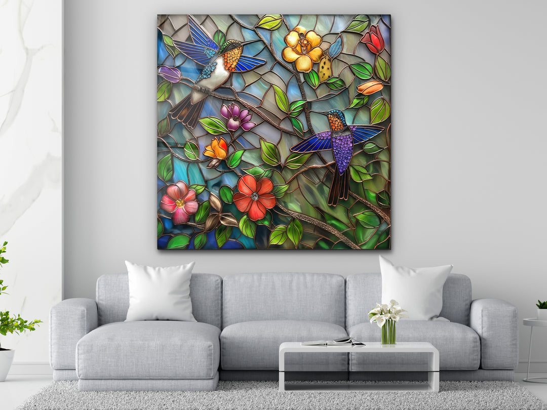 Floral Stained Glass Pattern Wall Art Panel - Home&Office Wall Decor