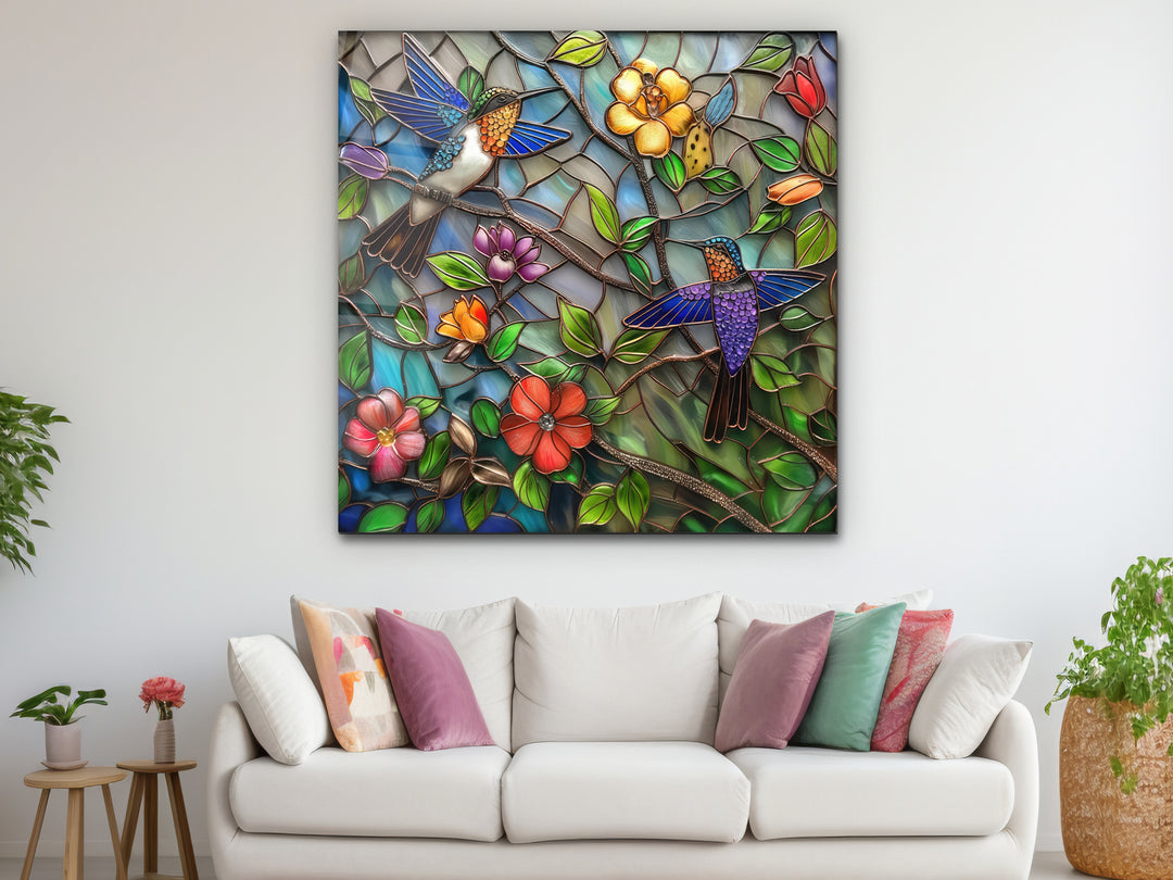 Floral Stained Glass Pattern Wall Art Panel - Home&Office Wall Decor