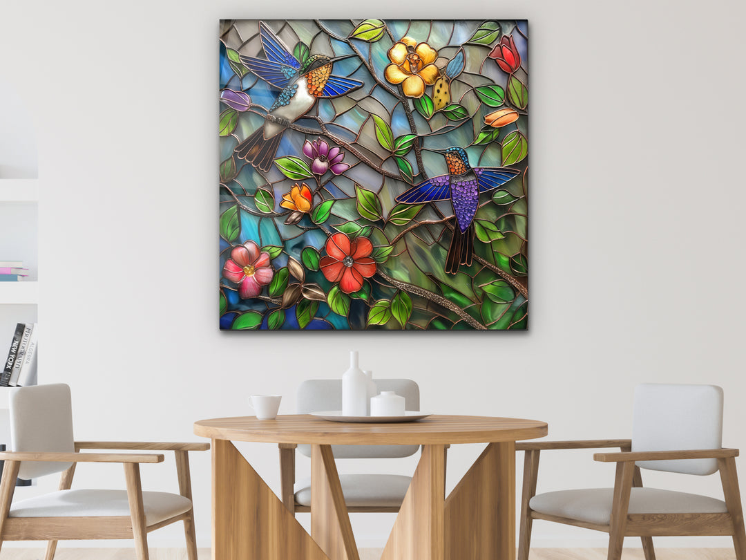 Floral Stained Glass Pattern Wall Art Panel - Home&Office Wall Decor