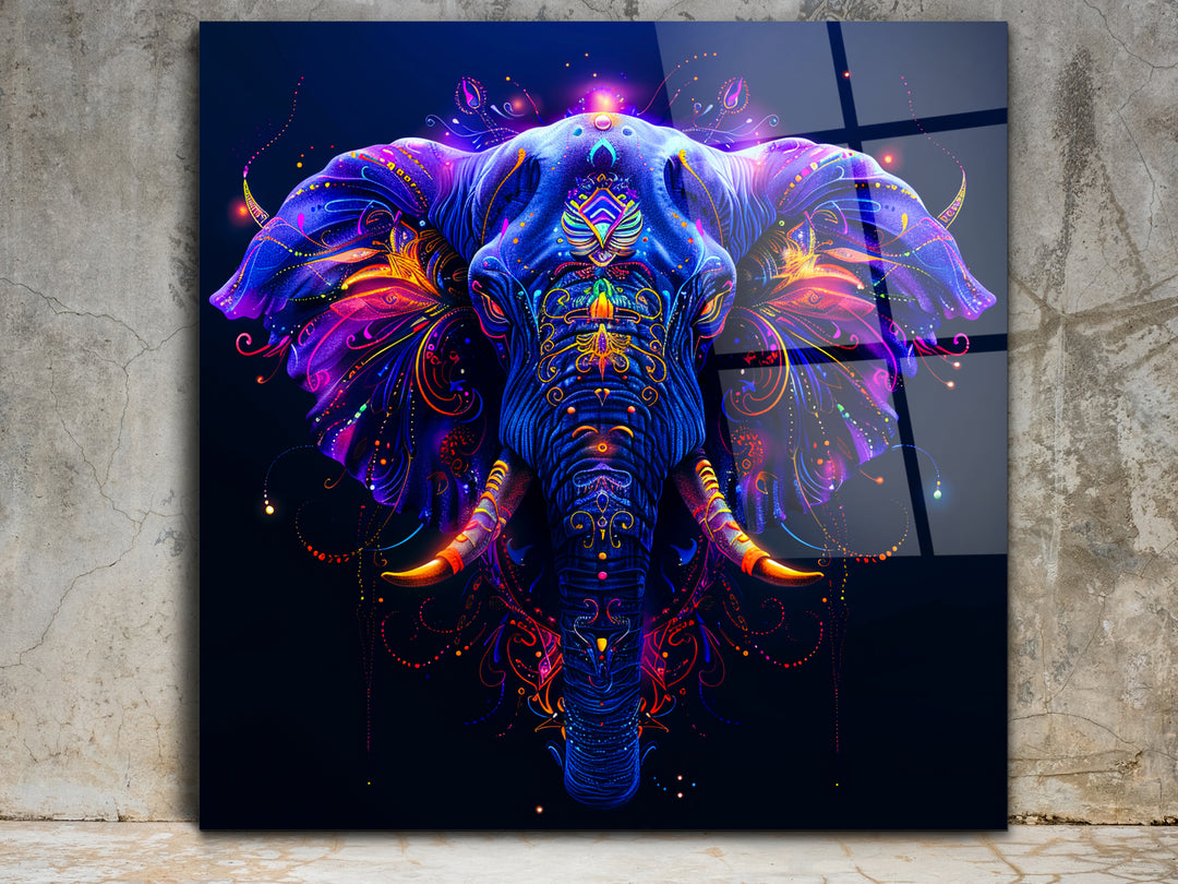 Abstract Colorful Elephant  Glass Printing Wall Art - Home&Office Wall Decor