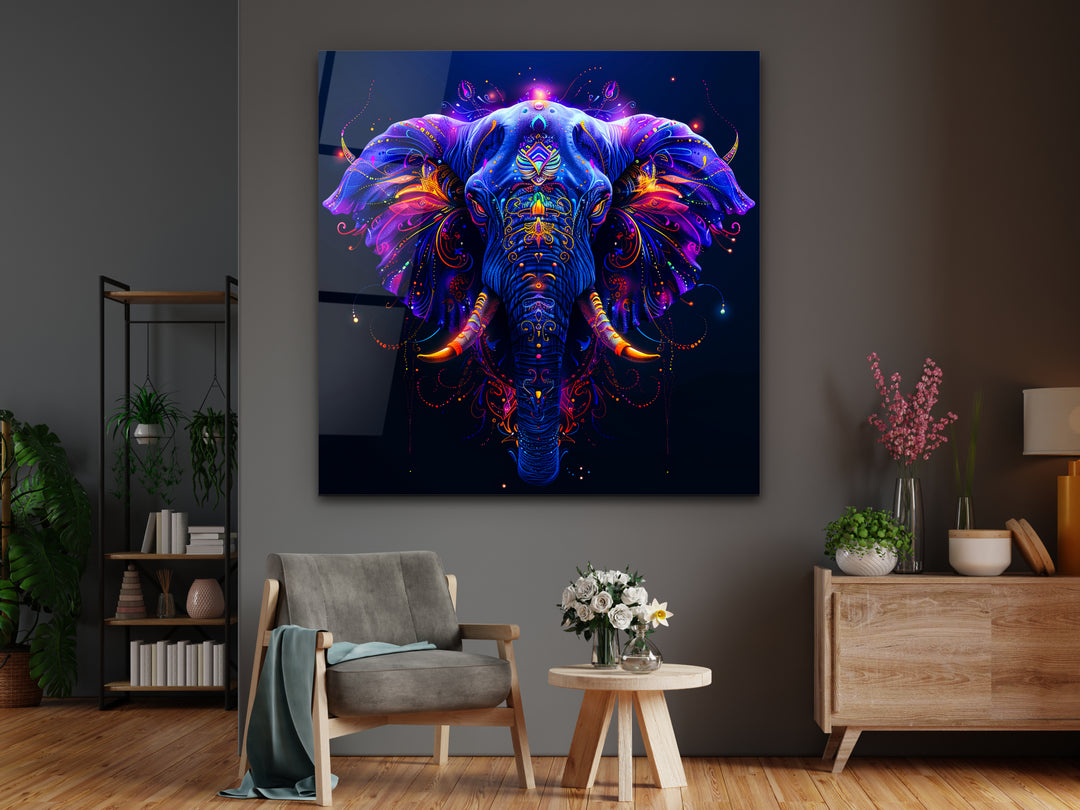 Abstract Colorful Elephant  Glass Printing Wall Art - Home&Office Wall Decor