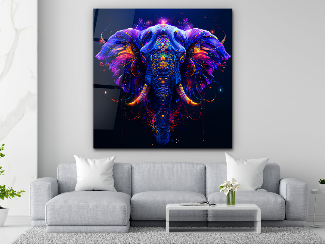 Abstract Colorful Elephant  Glass Printing Wall Art - Home&Office Wall Decor