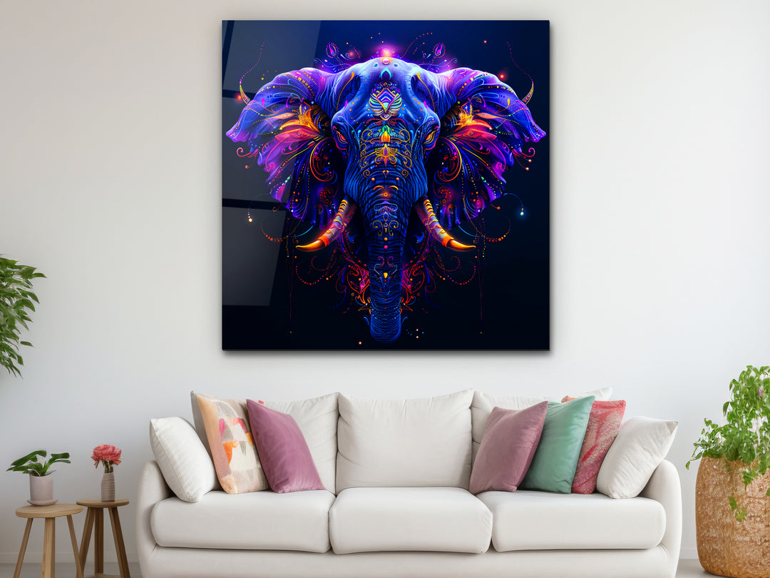 Abstract Colorful Elephant  Glass Printing Wall Art - Home&Office Wall Decor