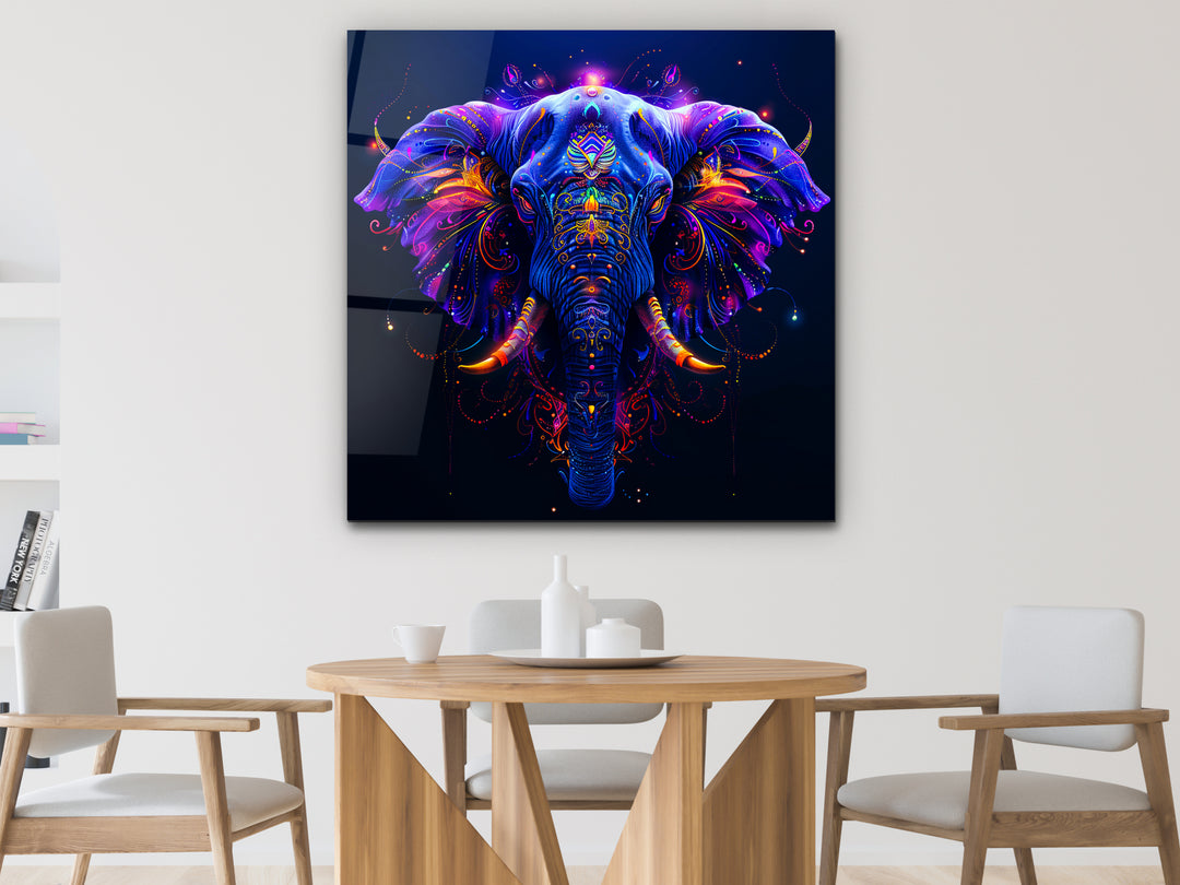 Abstract Colorful Elephant  Glass Printing Wall Art - Home&Office Wall Decor