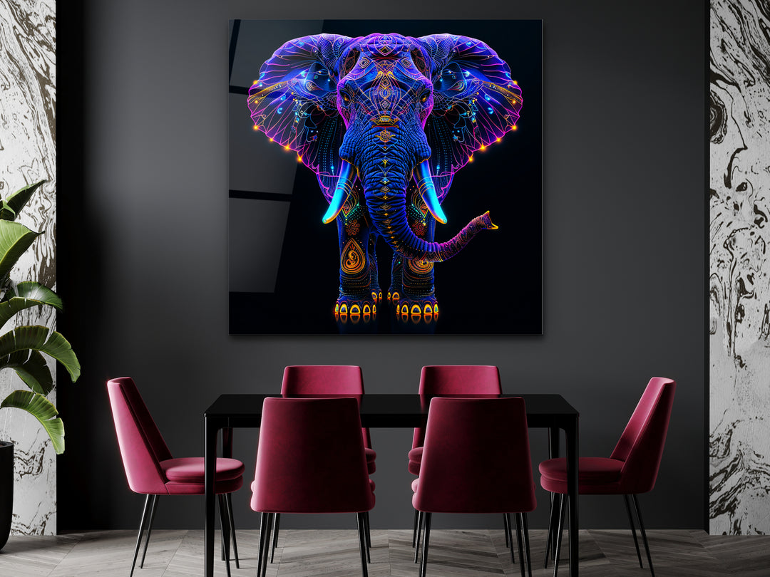 Abstract Colorful Elephant  Glass Printing Wall Art - Home&Office Wall Decor