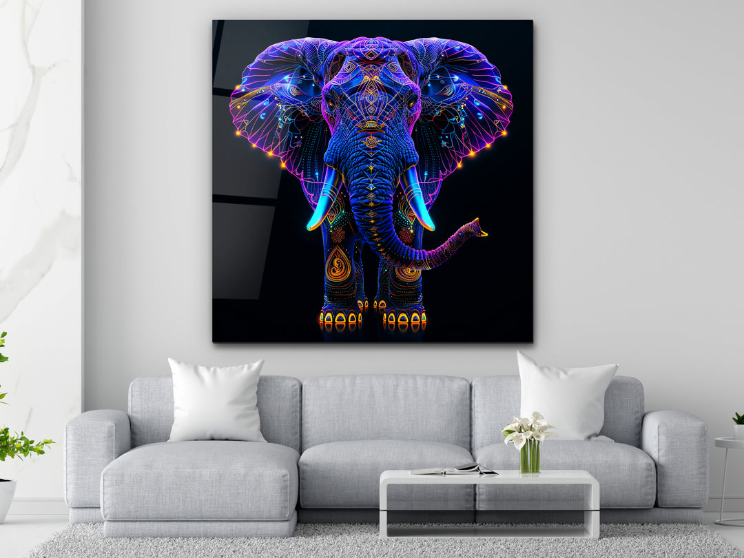 Abstract Colorful Elephant  Glass Printing Wall Art - Home&Office Wall Decor