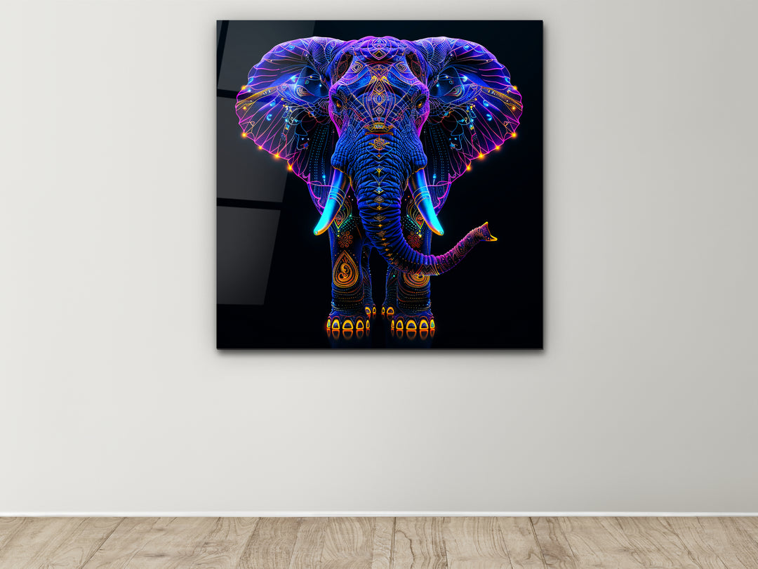 Abstract Colorful Elephant  Glass Printing Wall Art - Home&Office Wall Decor