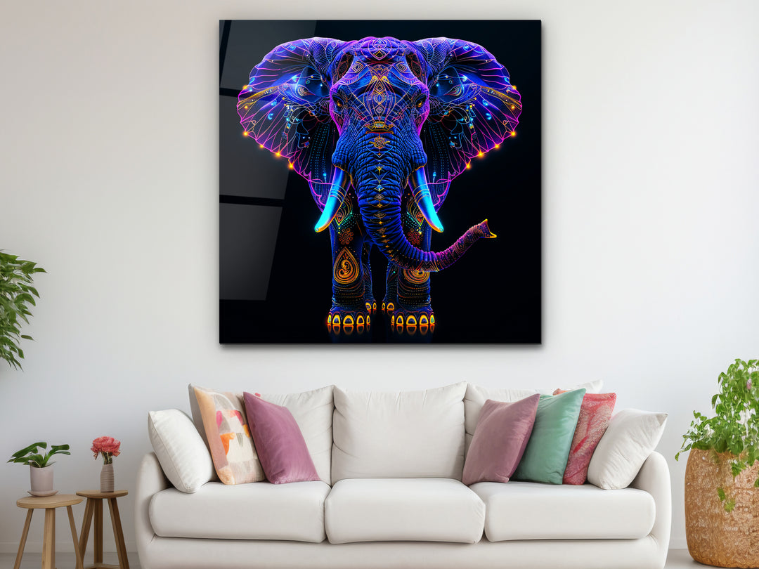 Abstract Colorful Elephant  Glass Printing Wall Art - Home&Office Wall Decor