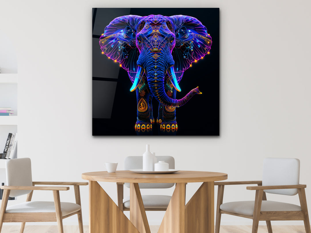 Abstract Colorful Elephant  Glass Printing Wall Art - Home&Office Wall Decor