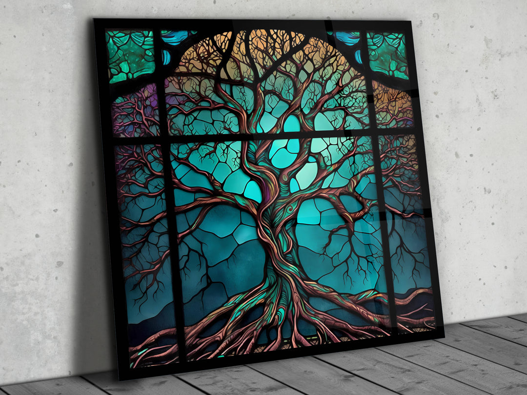 Tree of Life Stained Glass Pattern Wall Art Panel - Home&Office Wall Decor