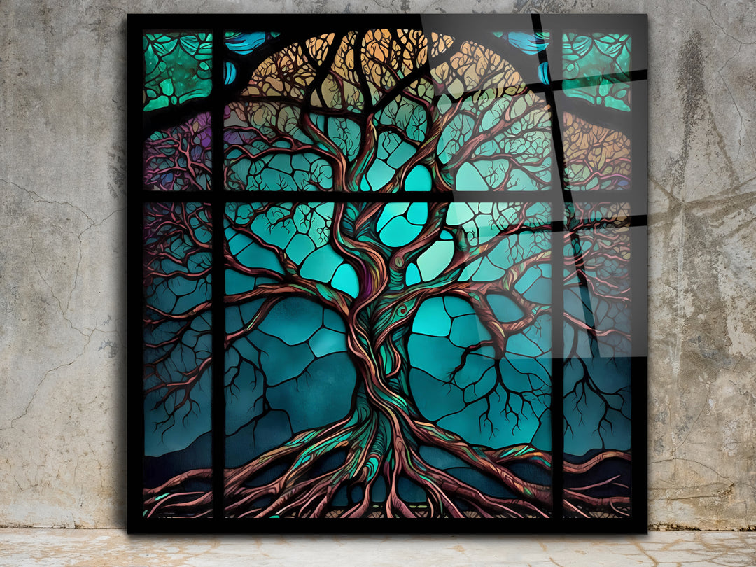 Tree of Life Stained Glass Pattern Wall Art Panel - Home&Office Wall Decor